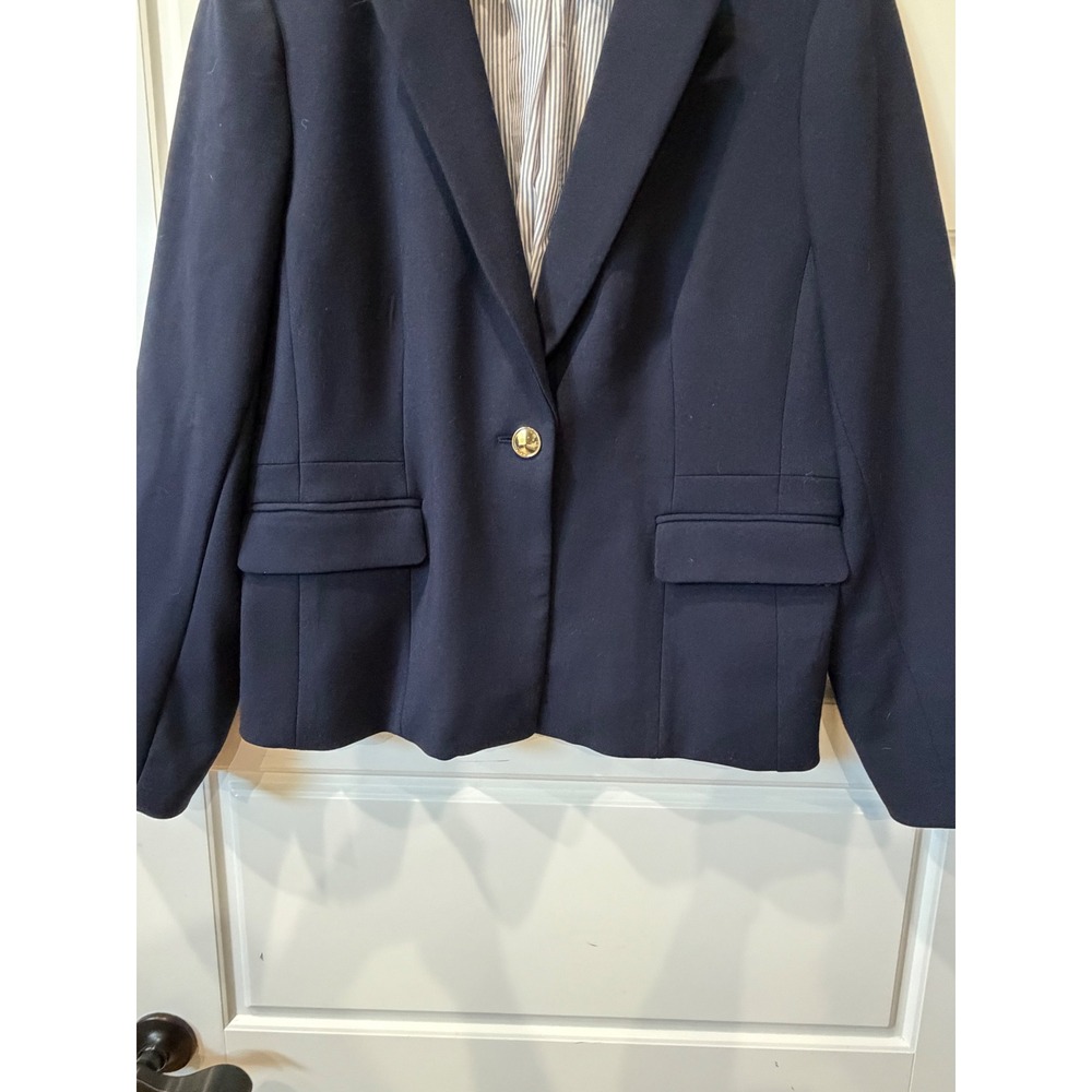 J. Crew Navy Blazer Pleated Back Gold Button Size 16 Coastal Nautical Preppy - Picture 5 of 12
